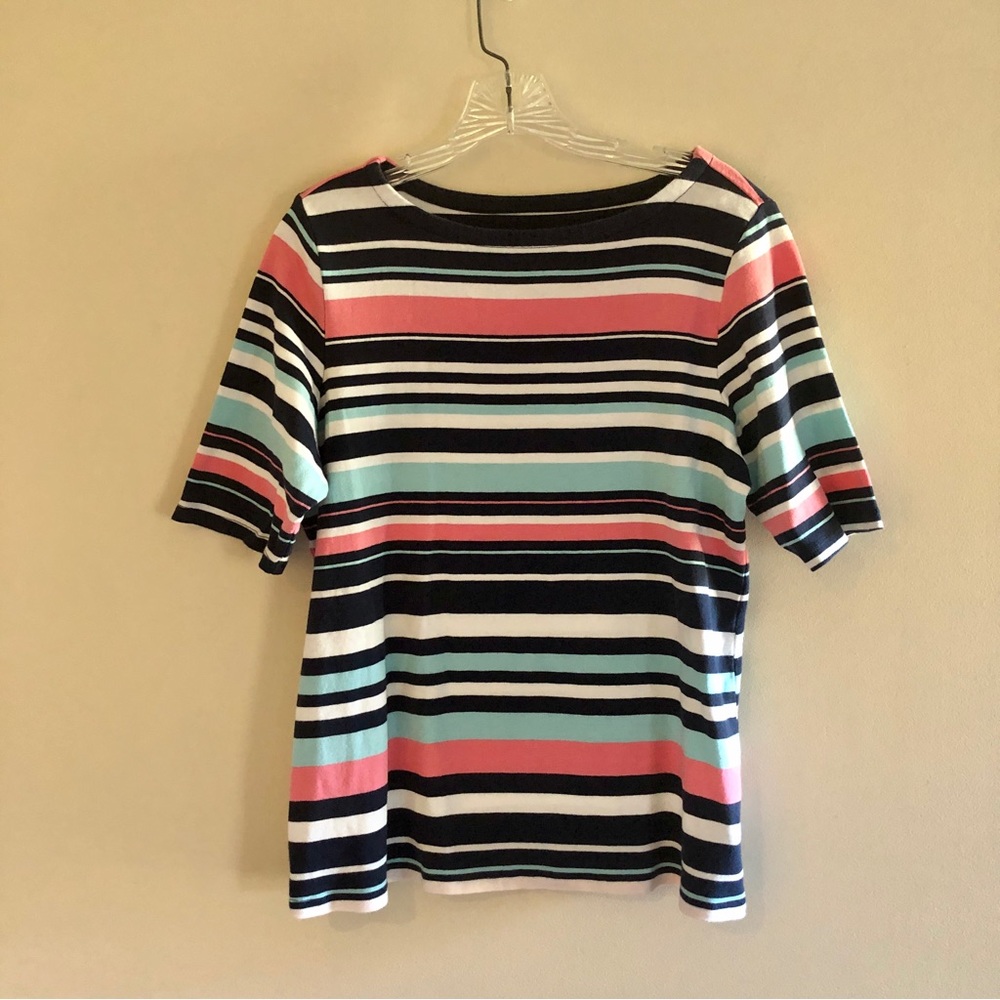 Charter Club Plus Size Perfectly Soft Cotton Striped Boatneck T-Shirt